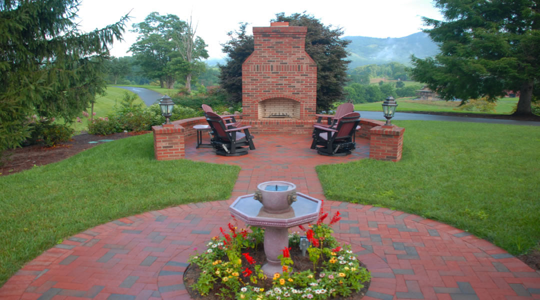 outdoor brick fireplace