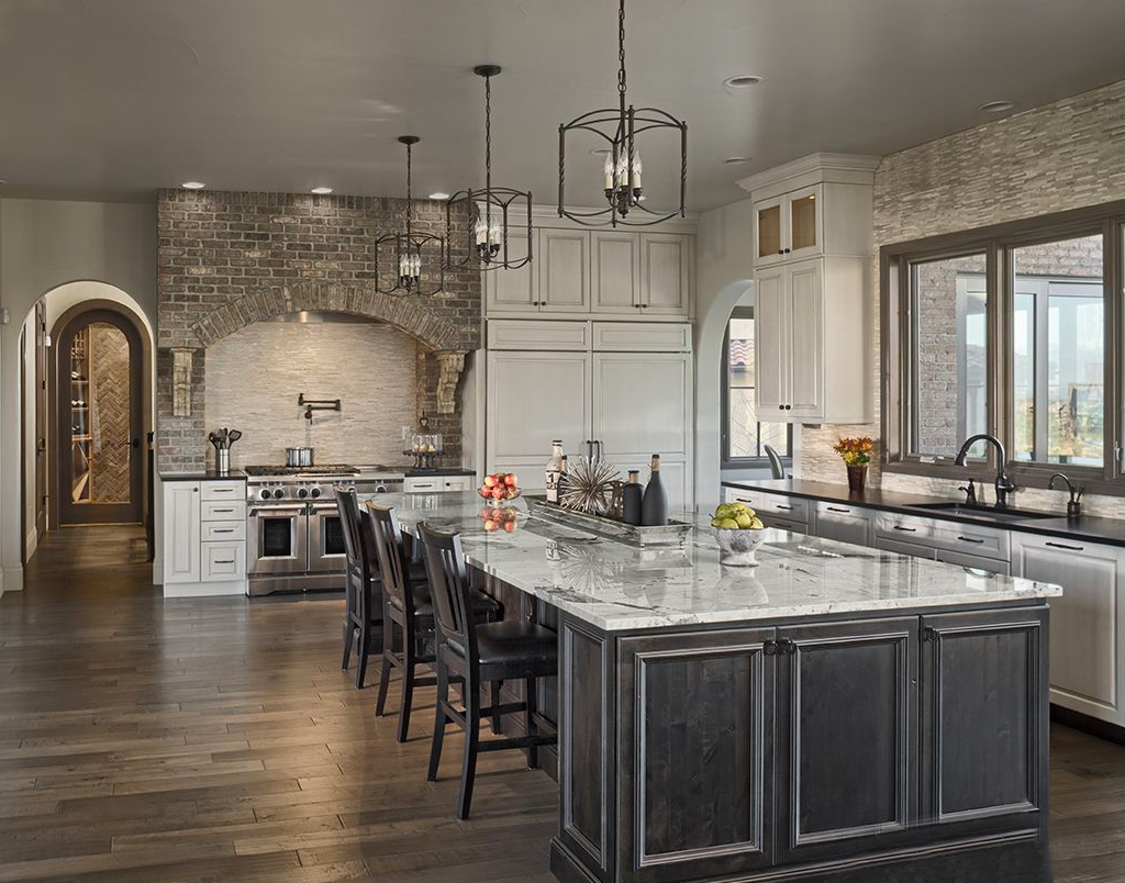Grey Brick accent walls in kitchen | North Georgia Brick